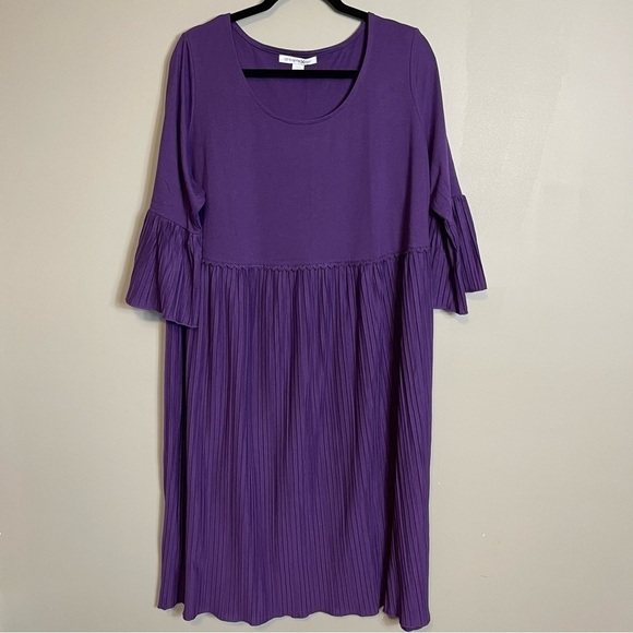 Dreams Co Maxi Dress Size 18/20 Purple Scoop Neck Bell Sleeve Empire Waist - Picture 1 of 8